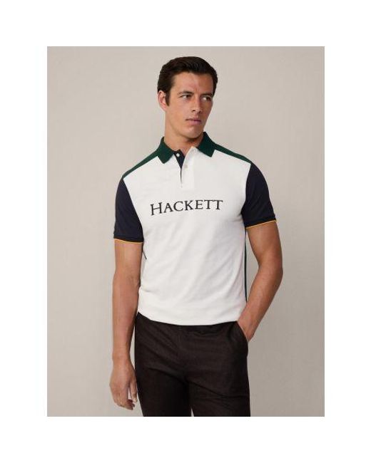 Hackett Gray Winter Heritage Colourblock Polo Shirt for men