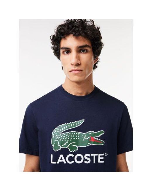 Lacoste Blue Signature Print T-Shirt for men