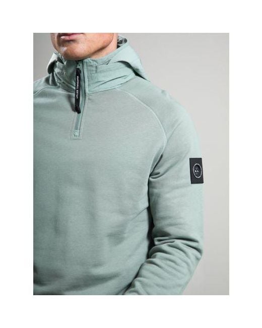 Marshall Artist Green Sage Stanford Quarter Zip Hoodie for men