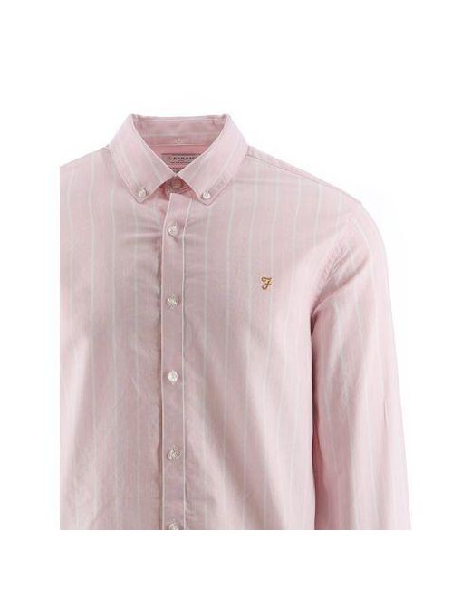 Farah Pink Cool Brewer Wide Stripe Shirt for men