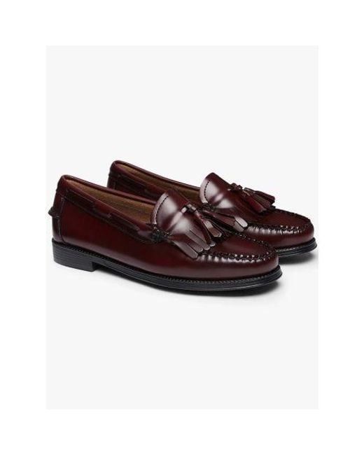 G.H.BASS Red Wine Leather Weejun Esther Kiltie Loafer