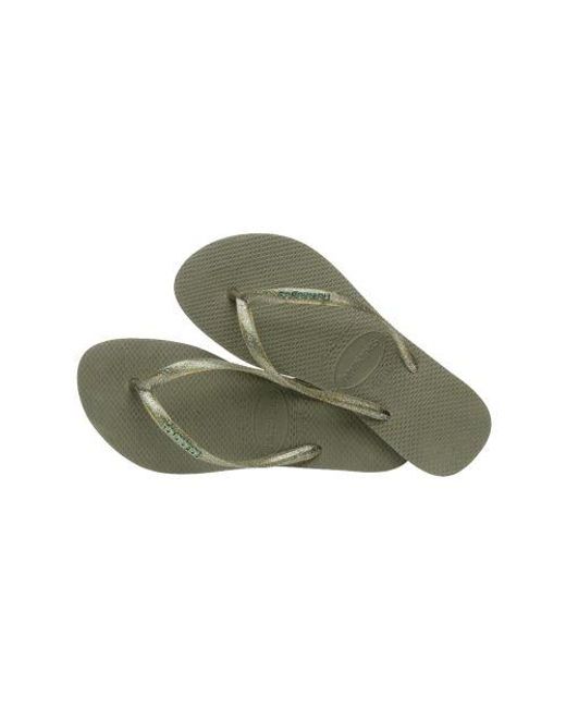 Havaianas Green Metallic Logo Slim Flip Flop