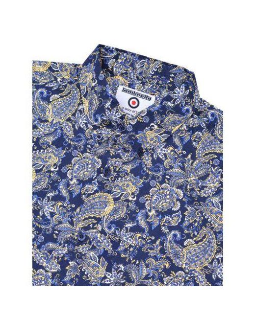 Lambretta Blue Paisley Short Sleeve Shirt for men