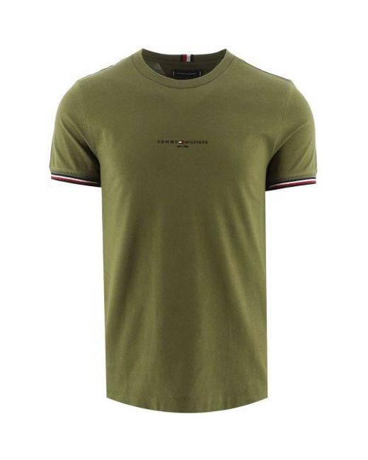 Tommy Hilfiger Green Putting Logo Tipped T-Shirt for men