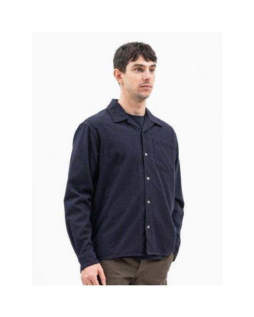 Norse Projects Blue Dark Carsten Organic Flannel Shirt for men