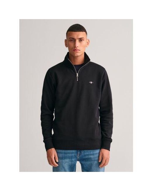 Gant Black Regular Fit Shield Half Zip Sweatshirt for men