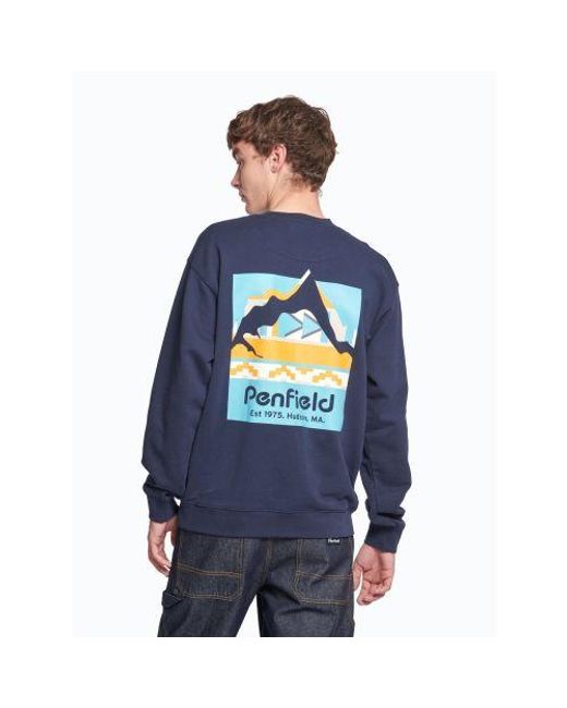 Penfield Blue Blazer Geo Back Print Sweatshirt for men