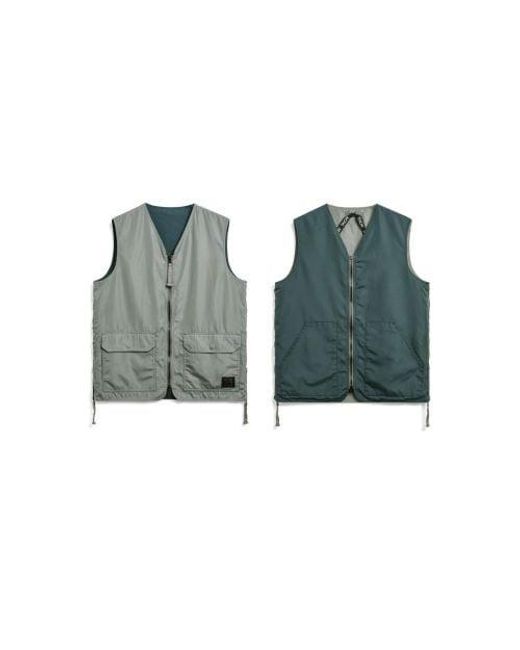 Taion Blue Dark Sage Reversible Military Gilet for men