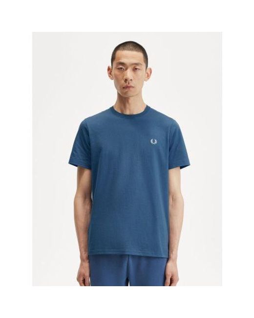 Fred Perry Blue Midnight Light Ice Crew Neck T-Shirt for men
