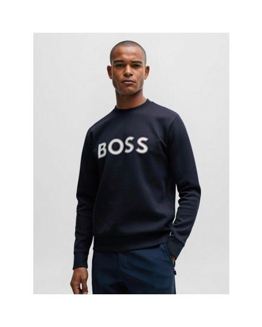 Boss Blue Dark Salbo 1 Hd Logo Sweatshirt for men