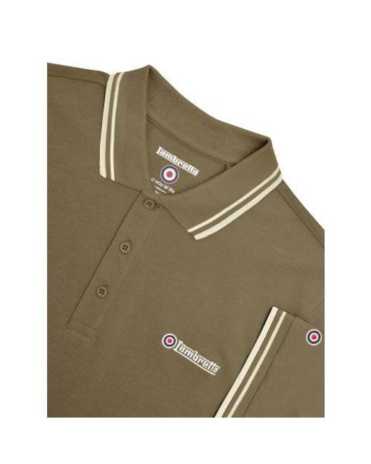 Lambretta Green Khaki Twin Tipped Polo Shirt for men