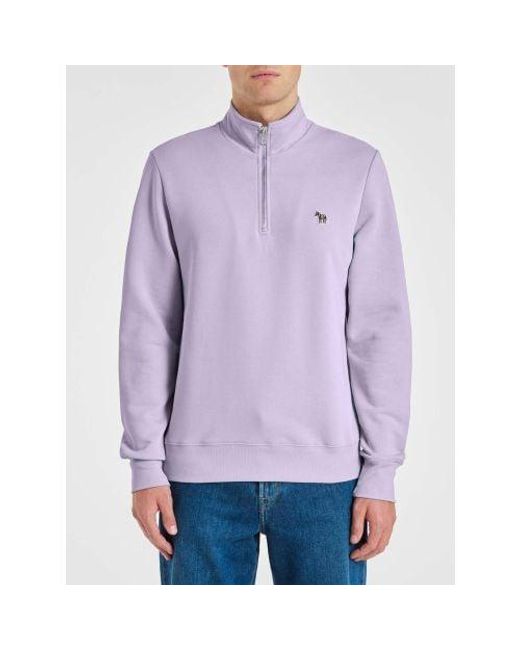 Paul Smith Purple Lilac Regular Fit Half Zip Sweatshirt for men