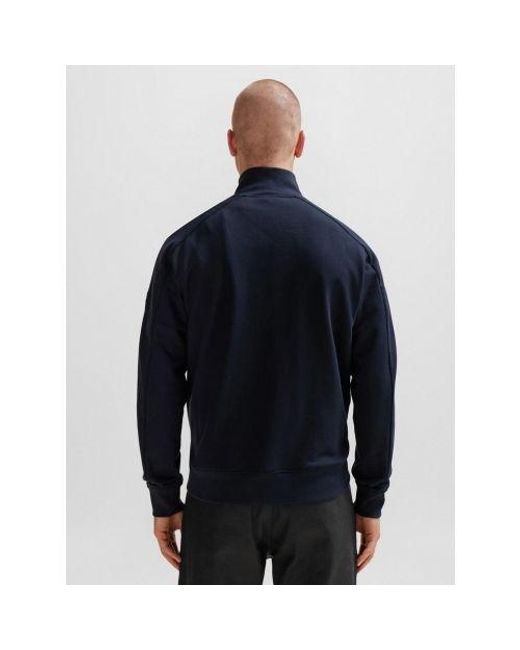 Boss Blue Dark Zecompany Quarter Zip Sweatshirt for men