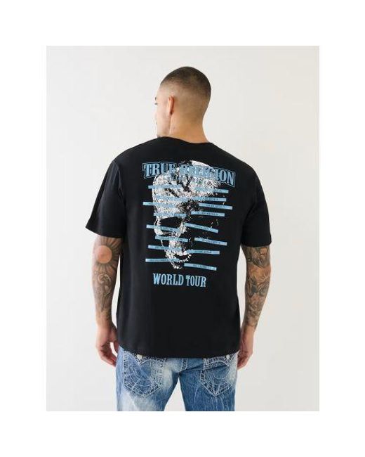 True Religion Black Jet Relaxed Metallic Skull T-Shirt for men