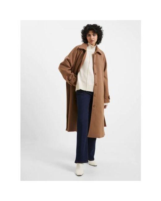 French Connection Brown Tobacco Fawn Felt Coat