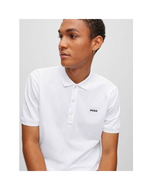 HUGO White Dinos223 Polo Shirt for men