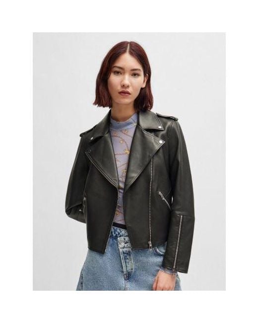 HUGO Black Lujana Leather Jacket