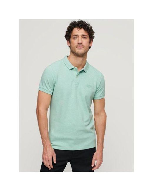 Superdry Green Light Mint Marl Classic Pique Polo Shirt for men