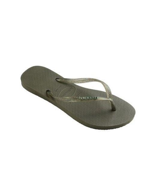 Havaianas Green Metallic Logo Slim Flip Flop