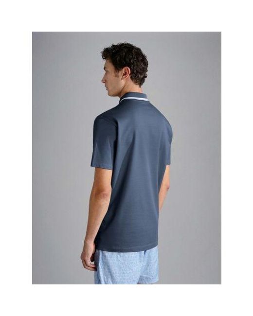 Paul & Shark Blue Knitted Cotton Polo Shirt for men