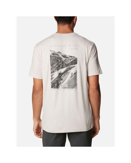 Columbia White Dark Stone Tech Trail Graphic T-Shirt for men
