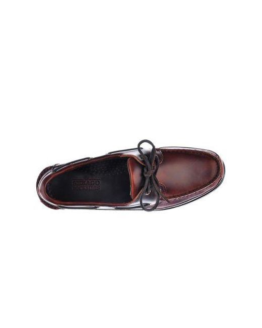 Sebago Brown Gum Schooner Waxed Leather Boat Shoe for men