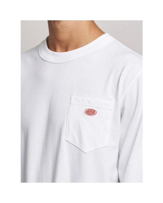 Armor Lux White Long Sleeve Pocketed T-Shirt for men