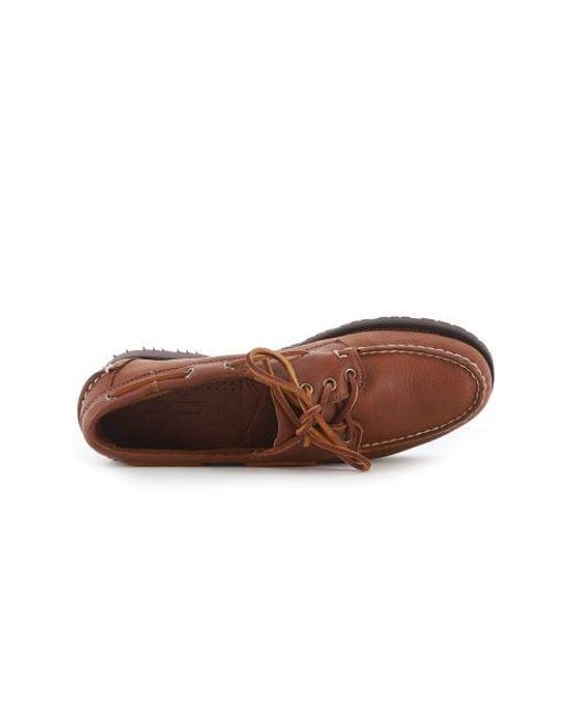 Sebago Brown Portland Slug Tumbled Shoe for men