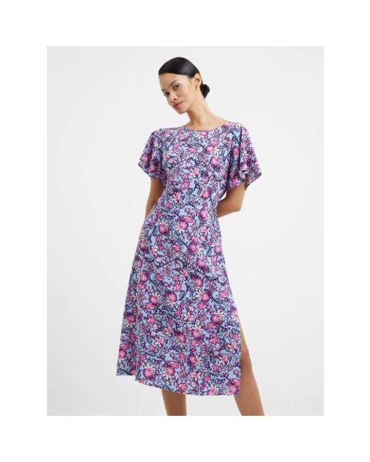 French Connection Purple Placid Fotini Delph Cut Out Back Dress
