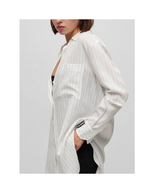 HUGO Gray Striped Elodina Blouse