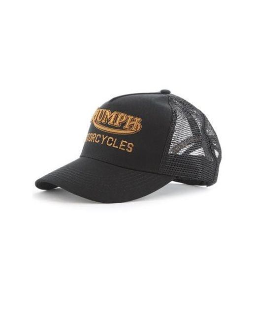 Triumph Black Oil Trucker Embroidered Motorcycles Cap for men