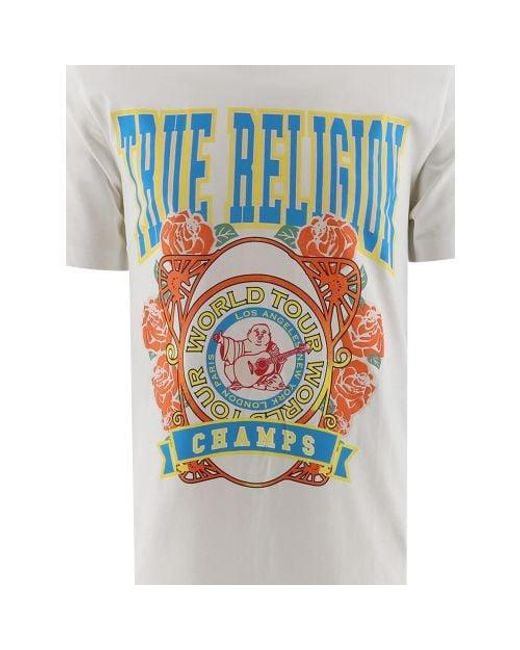 True Religion Blue Optic Champs Puff Print T-Shirt for men