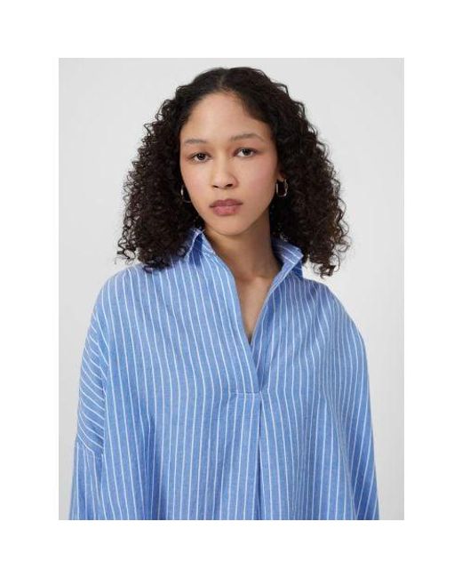 French Connection Blue Rhodes Stripe Poplin Shirt