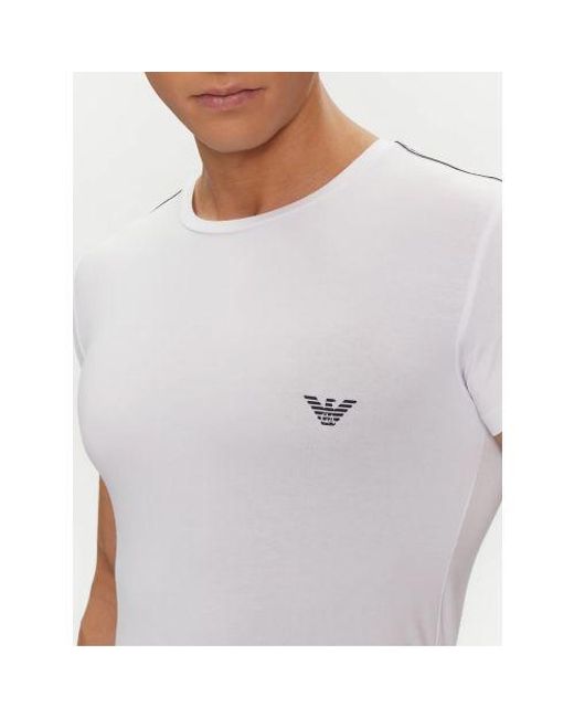 Emporio Armani White Stretch Tape Logo T-Shirt for men
