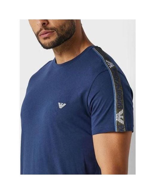 Emporio Armani Blue Small Eagle Logo T-Shirt for men