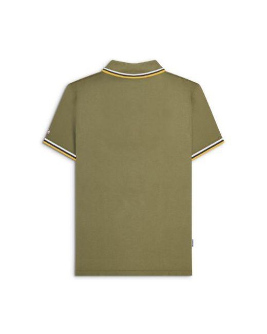 Lambretta Green Khaki Triple Tipped Polo Shirt for men
