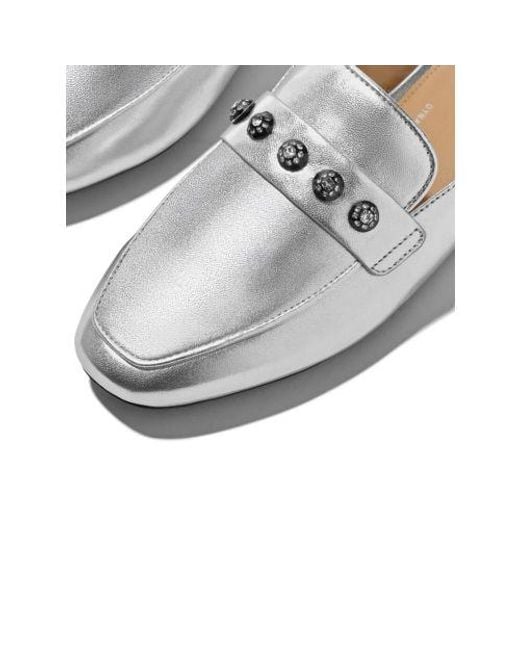 Fitflop White Delicato Crystal Cluster Soft Leather Mule