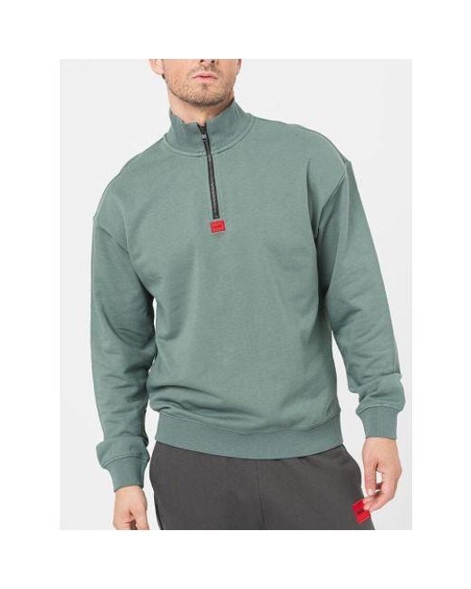 HUGO Green Dark Durty Half Zip Sweatshirt for men