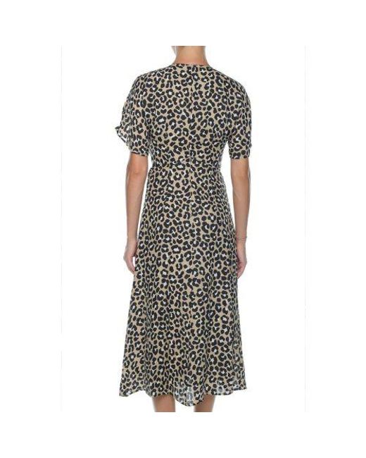Michael Kors Gray Khaki Satin Cheetah Dress