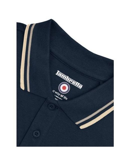 Lambretta Blue Cinder Twin Tipped Polo Shirt for men