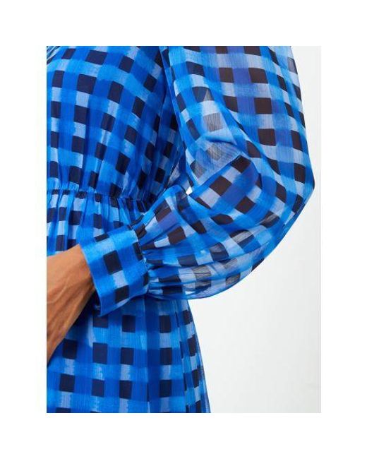 French Connection Blue Marine Edeline Hallie Crinkle Midi Dress