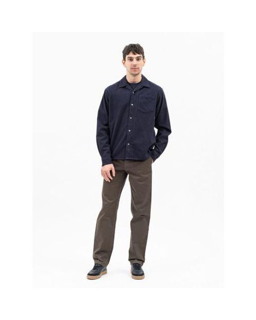 Norse Projects Blue Dark Carsten Organic Flannel Shirt for men