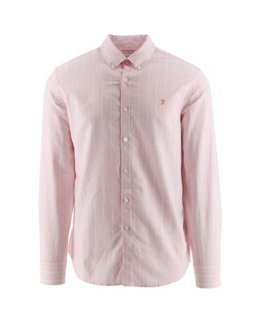 Farah Pink Cool Brewer Wide Stripe Shirt for men