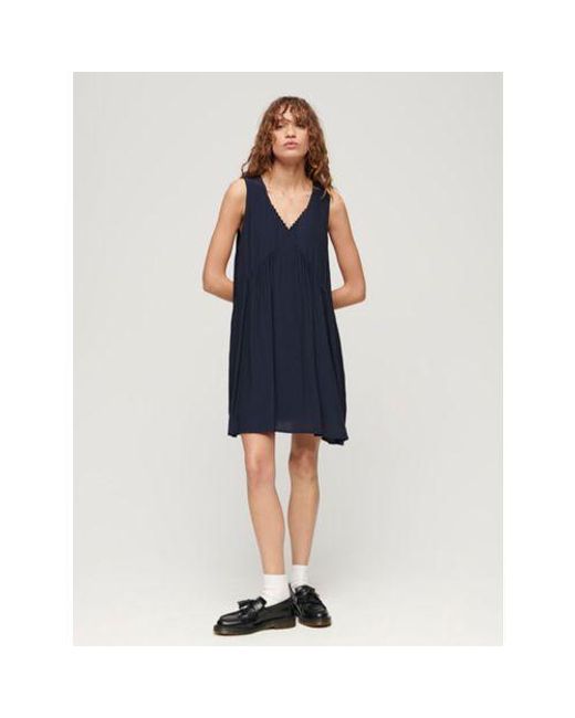 Superdry Blue Eclipse Volume Sleeveless Dress