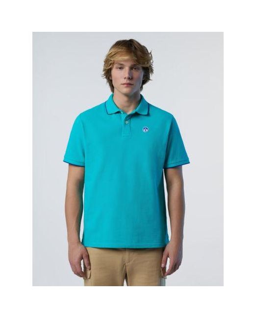 North Sails Blue Ceramic Striped Polo Shirt for men
