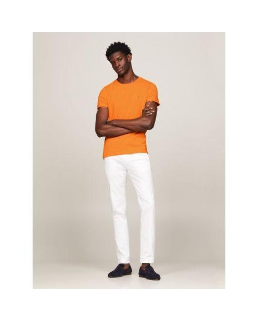Tommy Hilfiger Orange Rich Ochre Stretch Slim Fit T-Shirt for men