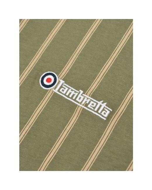 Lambretta Green Khaki Cream Pinstripe Polo Shirt for men