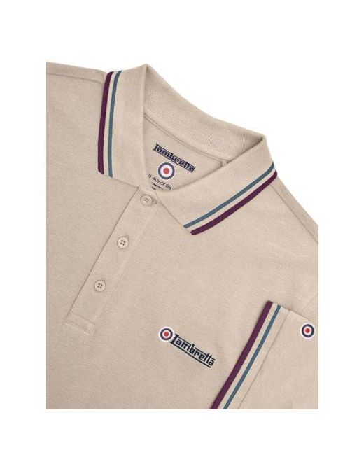 Lambretta Natural Stone Twin Tipped Polo Shirt for men