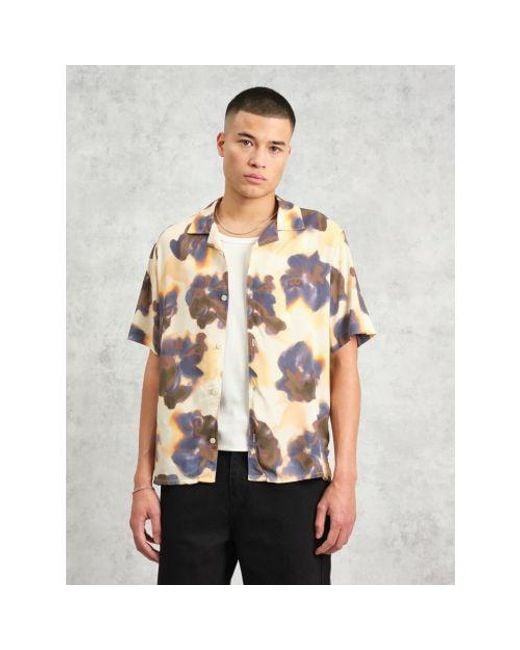 Wax London Gray Peach Didcot Blur Floral Shirt for men