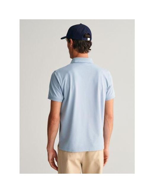 Gant Blue Dove Regular Fit Contrast Pique Polo Shirt for men